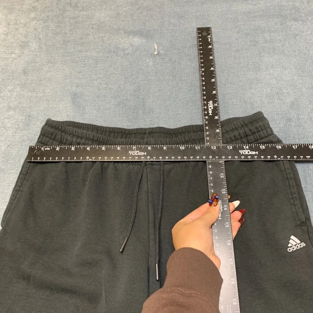 Adidas Sweatpants Mens Medium Black Fleece Lined Logo Athletic Tapered Leg